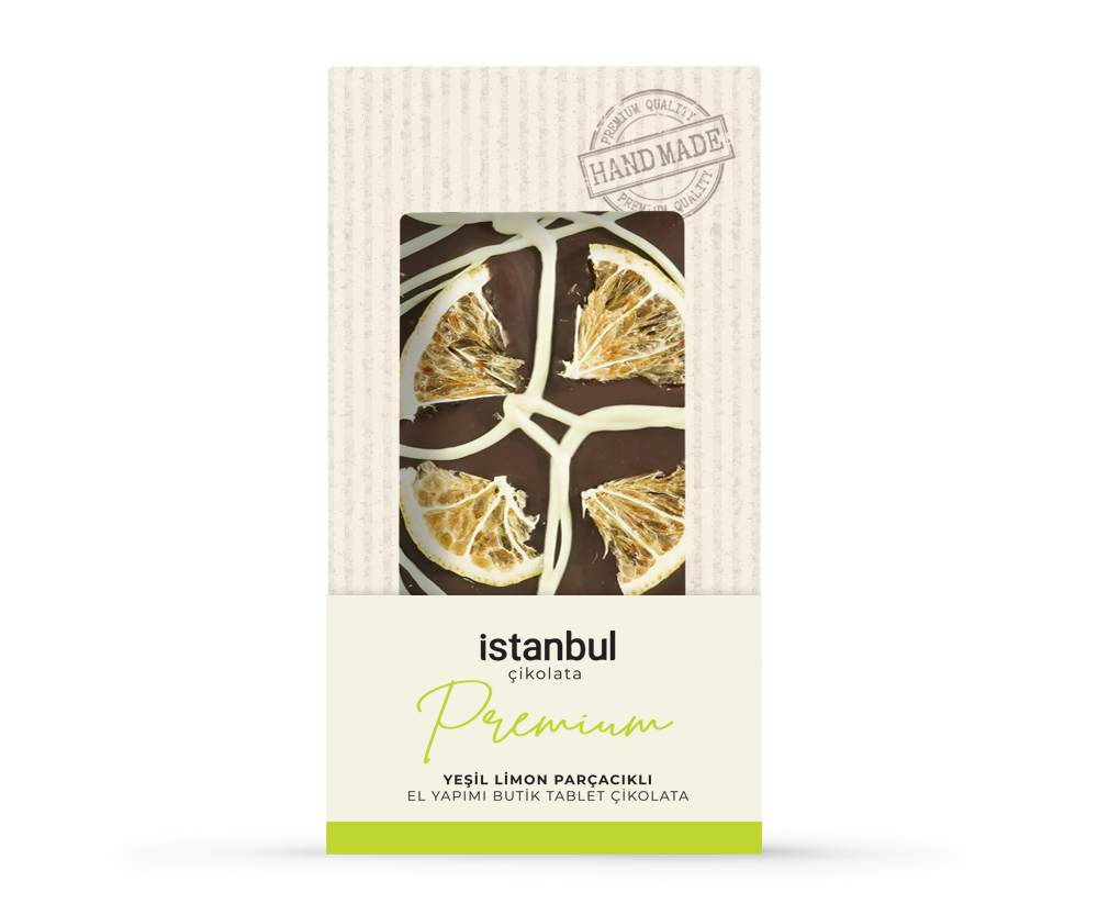 Yeşil Limon Parçacıklı Tablet Çikolata 100gr
